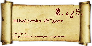 Mihalicska Ágost névjegykártya